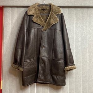 Double-Breasted  MEN LEATHER SHEARLING  SIZE MEDIUM Sheepskin ,REVERSIBLE